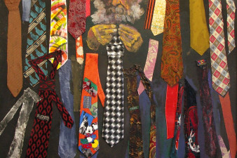 Выбор галстука на праздник Победы. Триптих. 2013. ДВП, масло, коллаж. 100х60, 100х116, 100х60